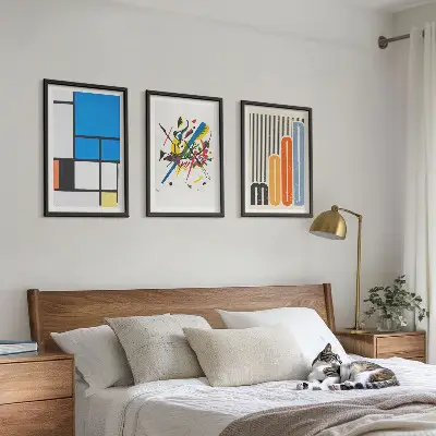 Apstraktni moderni geometrijski elementi set od 3 slike u okviru