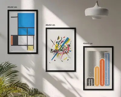 Apstraktni moderni geometrijski elementi set od 3 slike u okviru