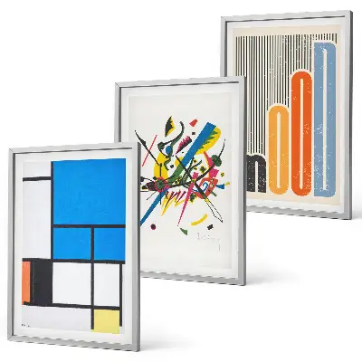 Apstraktni moderni geometrijski elementi set od 3 slike u okviru