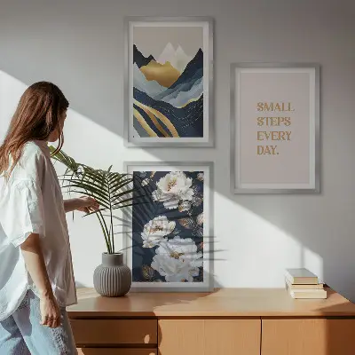 Apstraktne planine cvijeće inspiracija triptih u okviru