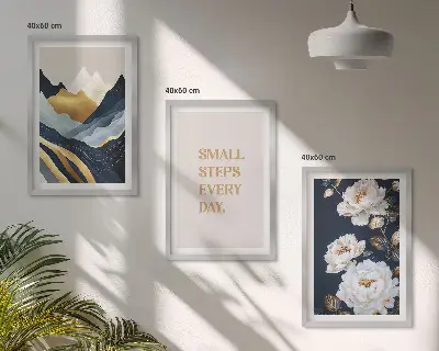 Apstraktne planine cvijeće inspiracija triptih u okviru