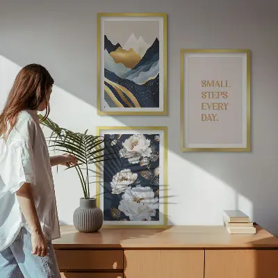 Apstraktne planine cvijeće inspiracija triptih u okviru