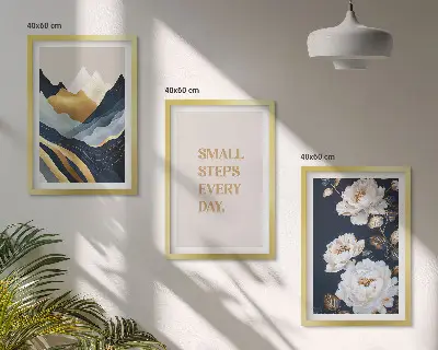 Apstraktne planine cvijeće inspiracija triptih u okviru