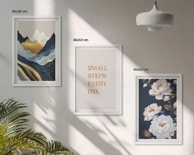 Apstraktne planine cvijeće inspiracija triptih u okviru