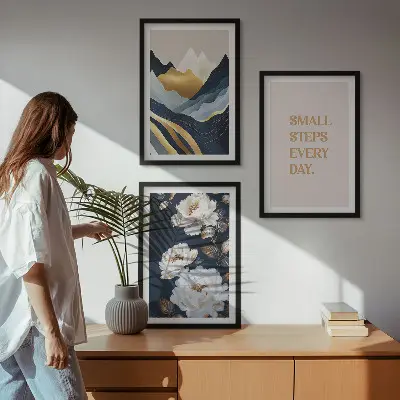 Apstraktne planine cvijeće inspiracija triptih u okviru