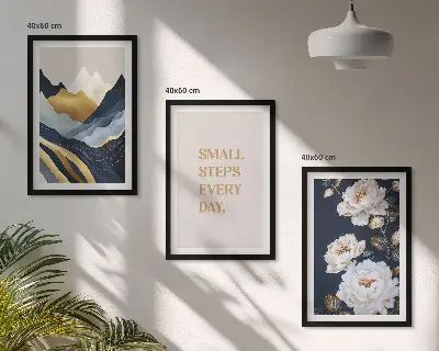 Apstraktne planine cvijeće inspiracija triptih u okviru