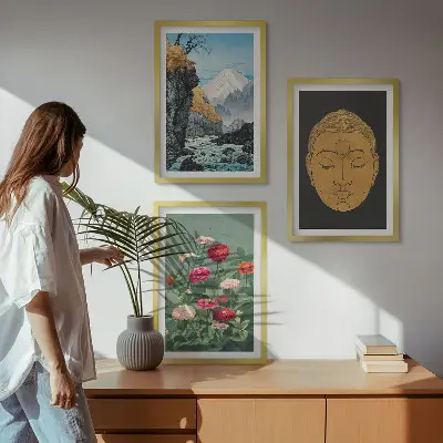 Japanska priroda i japanska kultura set od 3 slike u okviru