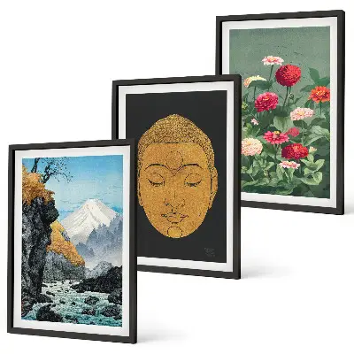 Japanska priroda i japanska kultura set od 3 slike u okviru