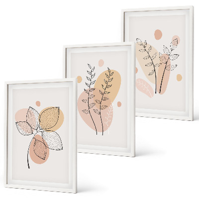Set 3 slike u okviru Pastelni crteži biljaka