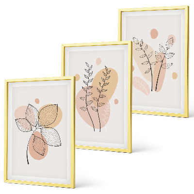 Set 3 slike u okviru Pastelni crteži biljaka