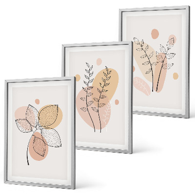 Set 3 slike u okviru Pastelni crteži biljaka