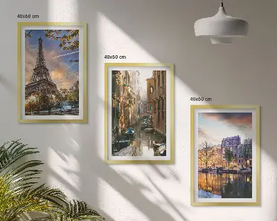 Triptih u okviru Eiffelov toranj, Venecija i amsterdamski kanali