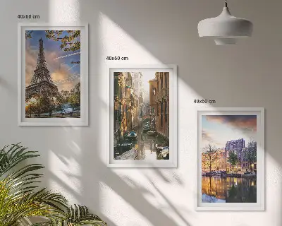 Triptih u okviru Eiffelov toranj, Venecija i amsterdamski kanali