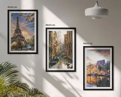 Triptih u okviru Eiffelov toranj, Venecija i amsterdamski kanali
