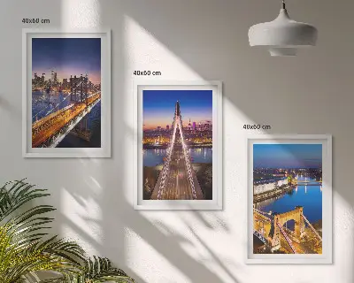 Zidna galerija gradovi s pogledom na mostove i rijeke noću