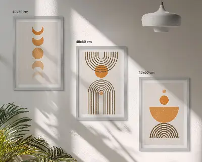 Boho minimalistički ukrasi triptih u okviru