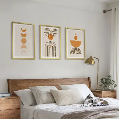 Boho minimalistički ukrasi triptih u okviru