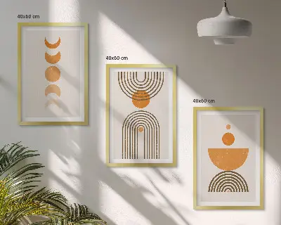 Boho minimalistički ukrasi triptih u okviru