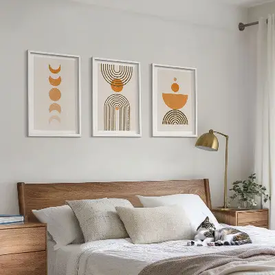 Boho minimalistički ukrasi triptih u okviru