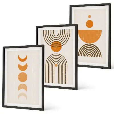 Boho minimalistički ukrasi triptih u okviru