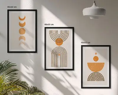 Boho minimalistički ukrasi triptih u okviru