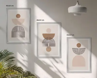 Apstraktni smeđi oblici triptih u okviru