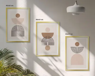 Apstraktni smeđi oblici triptih u okviru