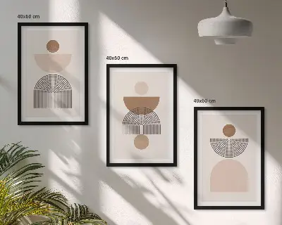 Apstraktni smeđi oblici triptih u okviru