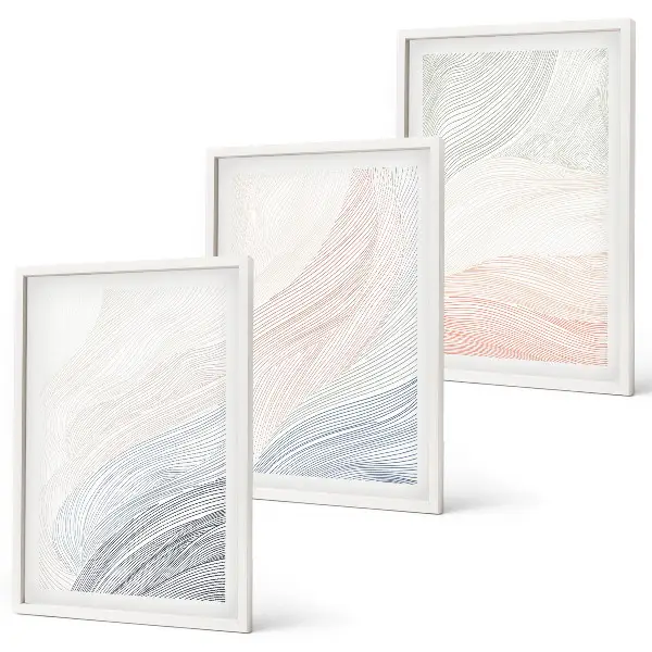 Apstraktni valovi od kartona pastel set od 3 slike u okviru