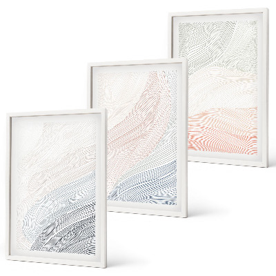 Set 3 slike u okviru Apstraktni valovi od kartona pastel