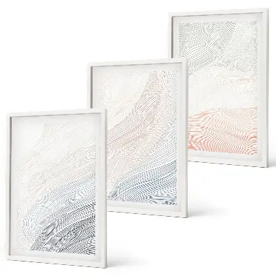 Apstraktni valovi od kartona pastel set od 3 slike u okviru