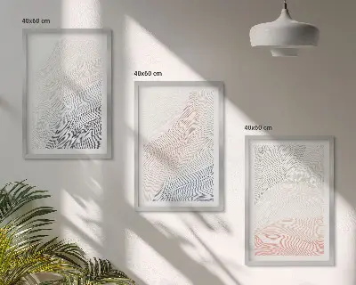 Apstraktni valovi od kartona pastel set od 3 slike u okviru