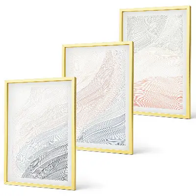 Apstraktni valovi od kartona pastel set od 3 slike u okviru