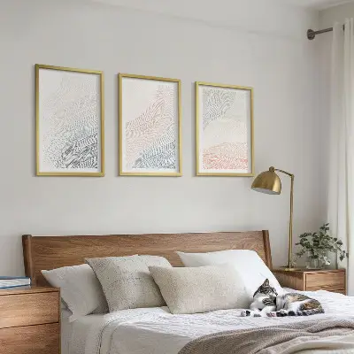 Apstraktni valovi od kartona pastel set od 3 slike u okviru