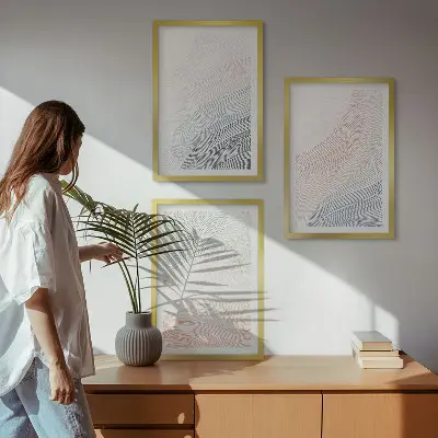 Apstraktni valovi od kartona pastel set od 3 slike u okviru