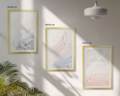 Set 3 slike u okviru Apstraktni valovi od kartona pastel