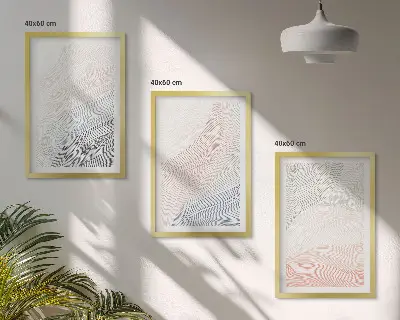 Apstraktni valovi od kartona pastel set od 3 slike u okviru
