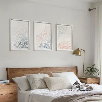 Apstraktni valovi od kartona pastel set od 3 slike u okviru