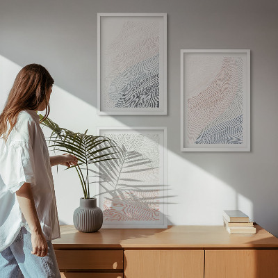Set 3 slike u okviru Apstraktni valovi od kartona pastel