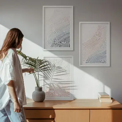 Apstraktni valovi od kartona pastel set od 3 slike u okviru