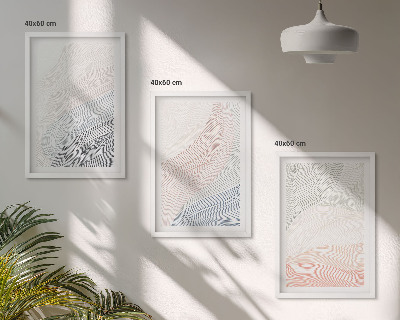 Set 3 slike u okviru Apstraktni valovi od kartona pastel