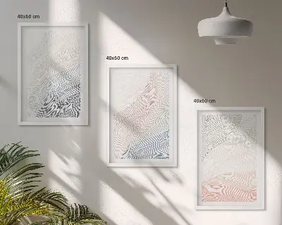 Apstraktni valovi od kartona pastel set od 3 slike u okviru