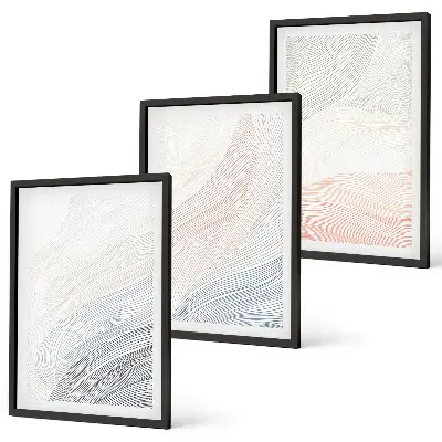 Apstraktni valovi od kartona pastel set od 3 slike u okviru