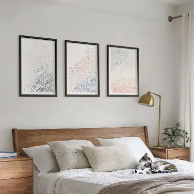 Apstraktni valovi od kartona pastel set od 3 slike u okviru