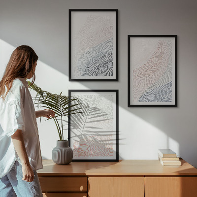 Set 3 slike u okviru Apstraktni valovi od kartona pastel