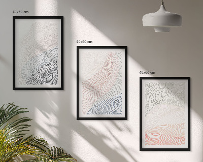 Set 3 slike u okviru Apstraktni valovi od kartona pastel
