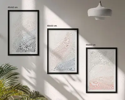 Apstraktni valovi od kartona pastel set od 3 slike u okviru