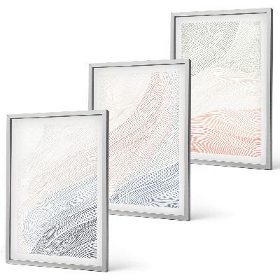 Set 3 slike u okviru Apstraktni valovi od kartona pastel