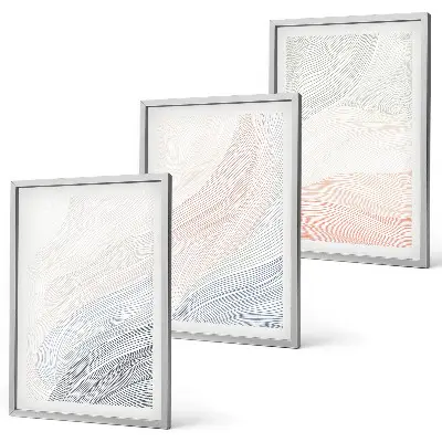 Apstraktni valovi od kartona pastel set od 3 slike u okviru