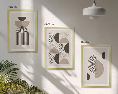 Apstraktni minimalistički uzorci triptih u okviru
